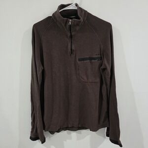 Kavu Mens Waffle Ripstop‎ 1/4 Zip Sweater Medium Brown Hiking Outdoor Gorpcore